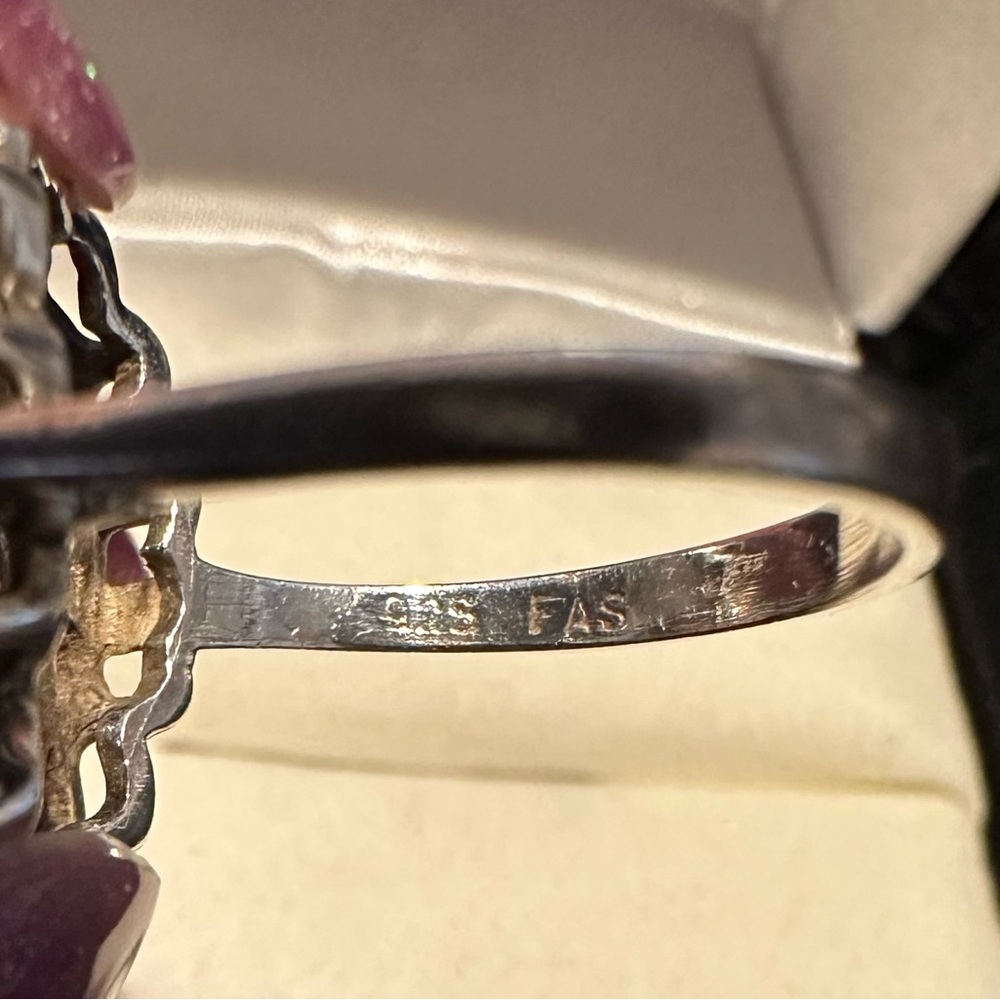 Antique style Marcasite and Garnet 925 FAS sterling silver ring size 7 - Picture 5 of 6